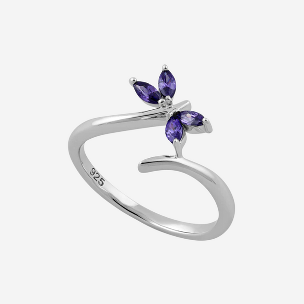 Amethyst Butterfly Ring Sterling Silver