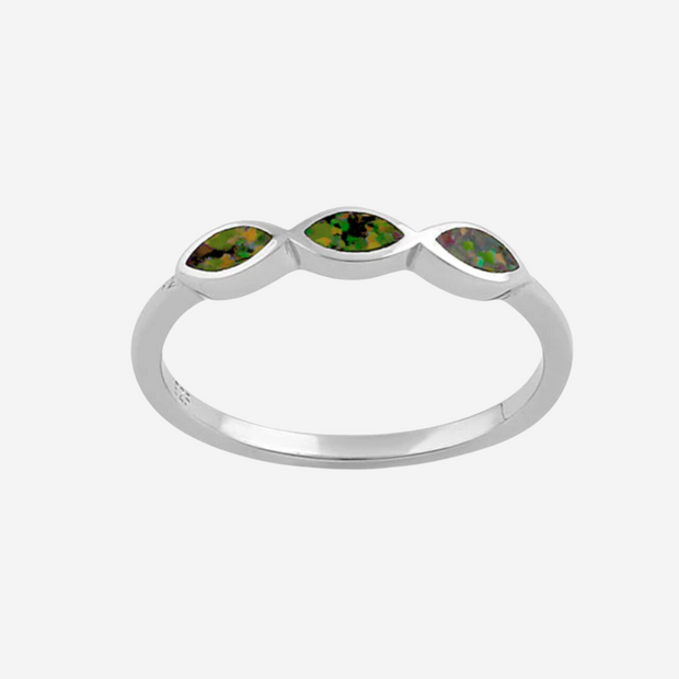 (1 Free Per Order) 3 Marquise Midnight Green Sterling Silver