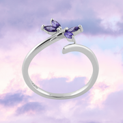 Amethyst Butterfly Ring Sterling Silver